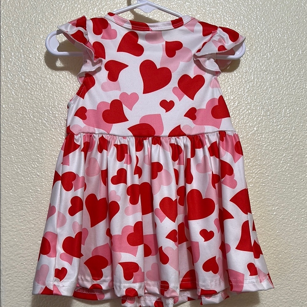 SHEIN- Heart Print Dress with Bow - Picture 2 of 3